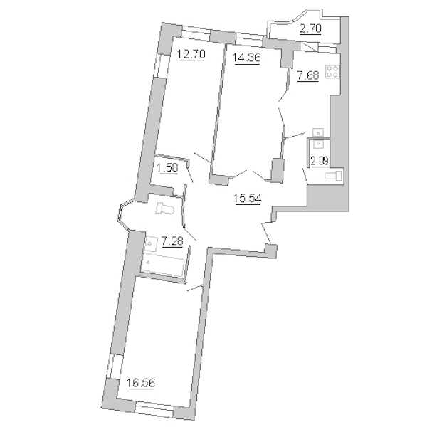 Трехкомнатная квартира в : площадь 77.74 м2 , этаж: 17 – купить в Санкт-Петербурге
